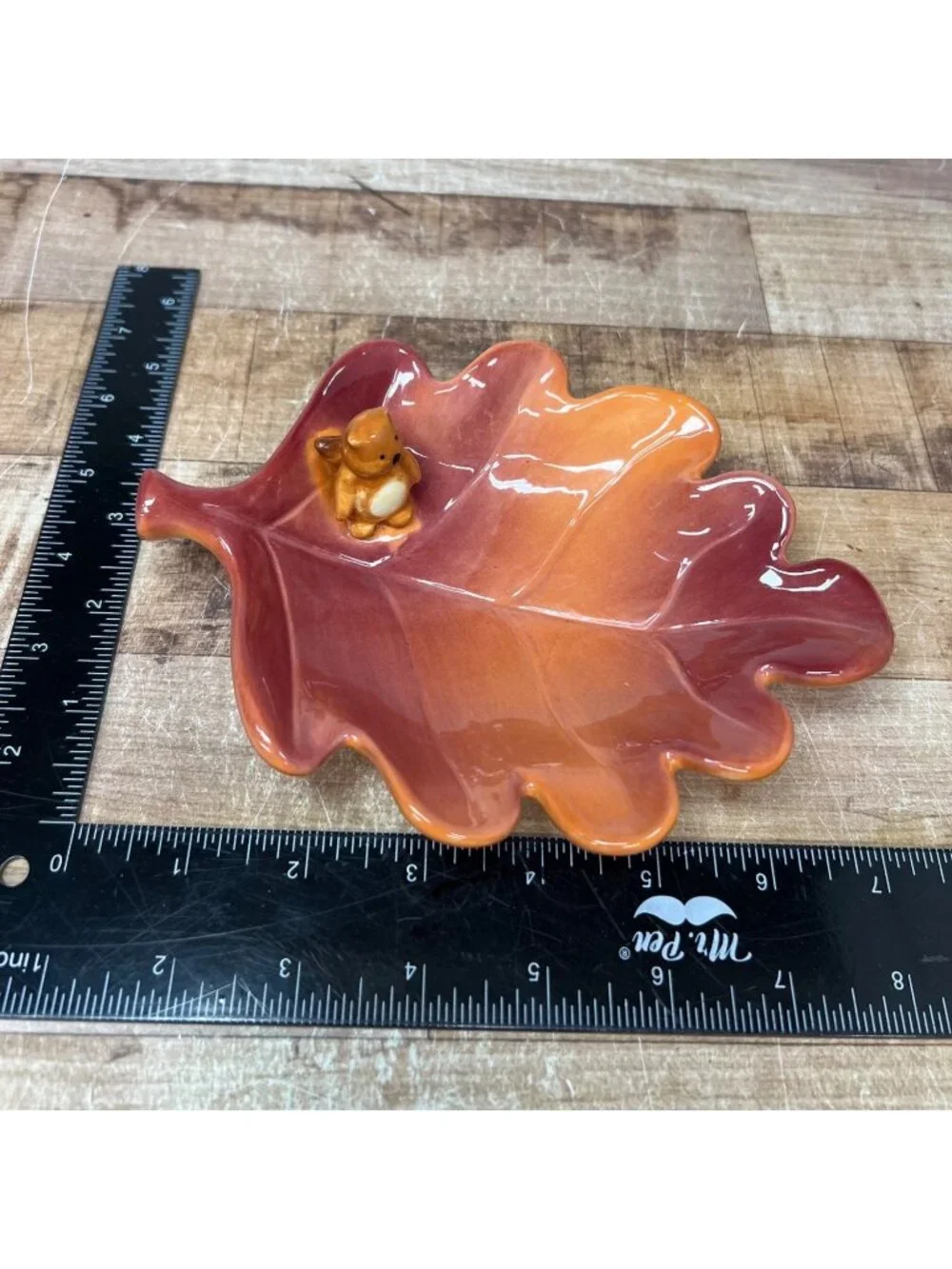 Russ Berrie Bonnie Lynn Thanksgiving Orange Leaf Shape with Bear